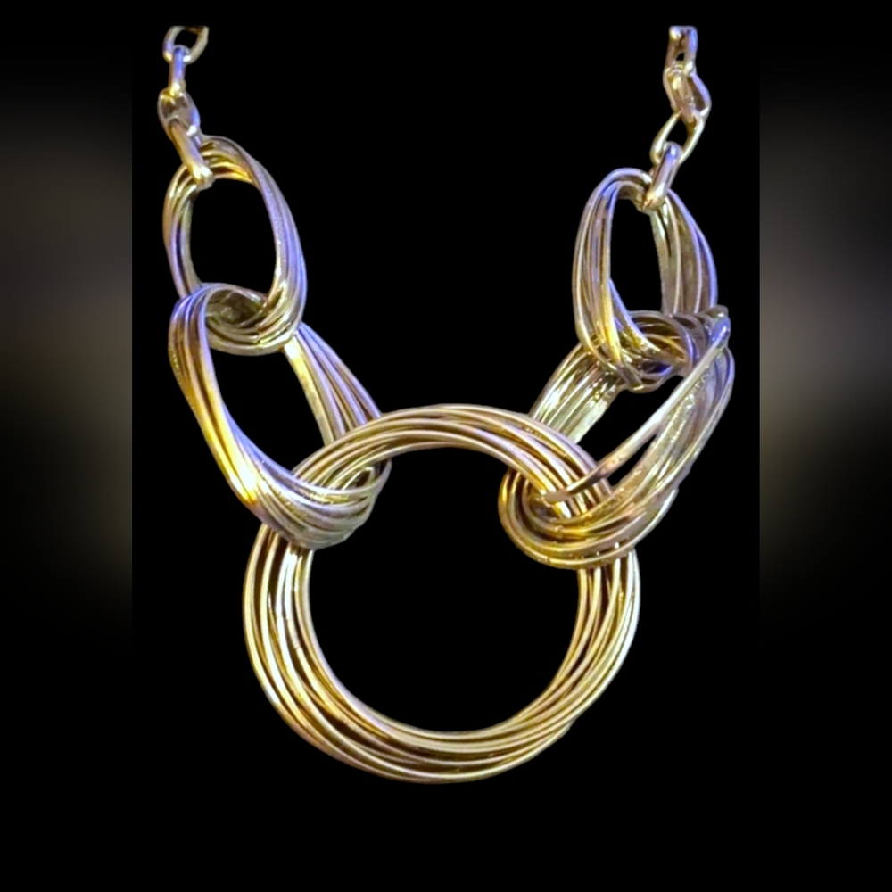 Silver Multiring Statement Necklace Inc. Brand Euc - image 1